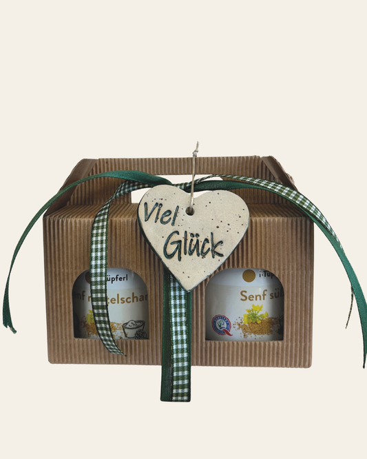 Männerhandtasche "Viel Glück" mit Tonherz